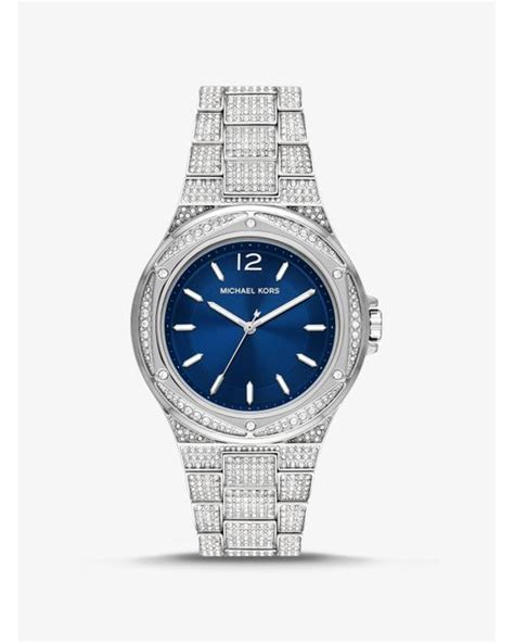 michael kors oversized lennox pavé silver-tone watch|Oversized Lennox Pavé Silver.